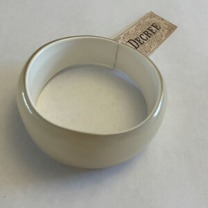 Decree Cream & Gold Tone Wide Bangle Bracelet NWT
